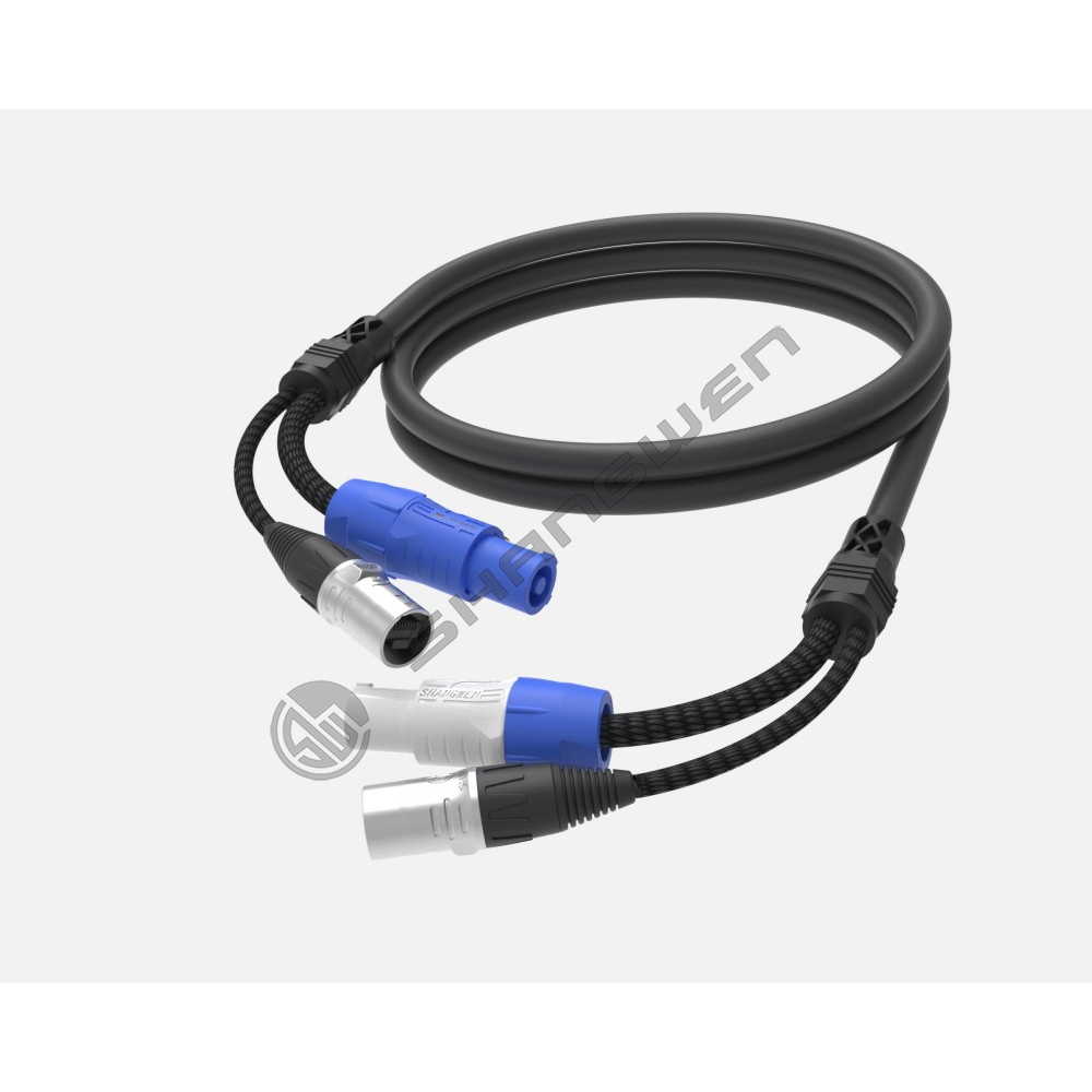 Blue and white Power+RJ45 combination cable